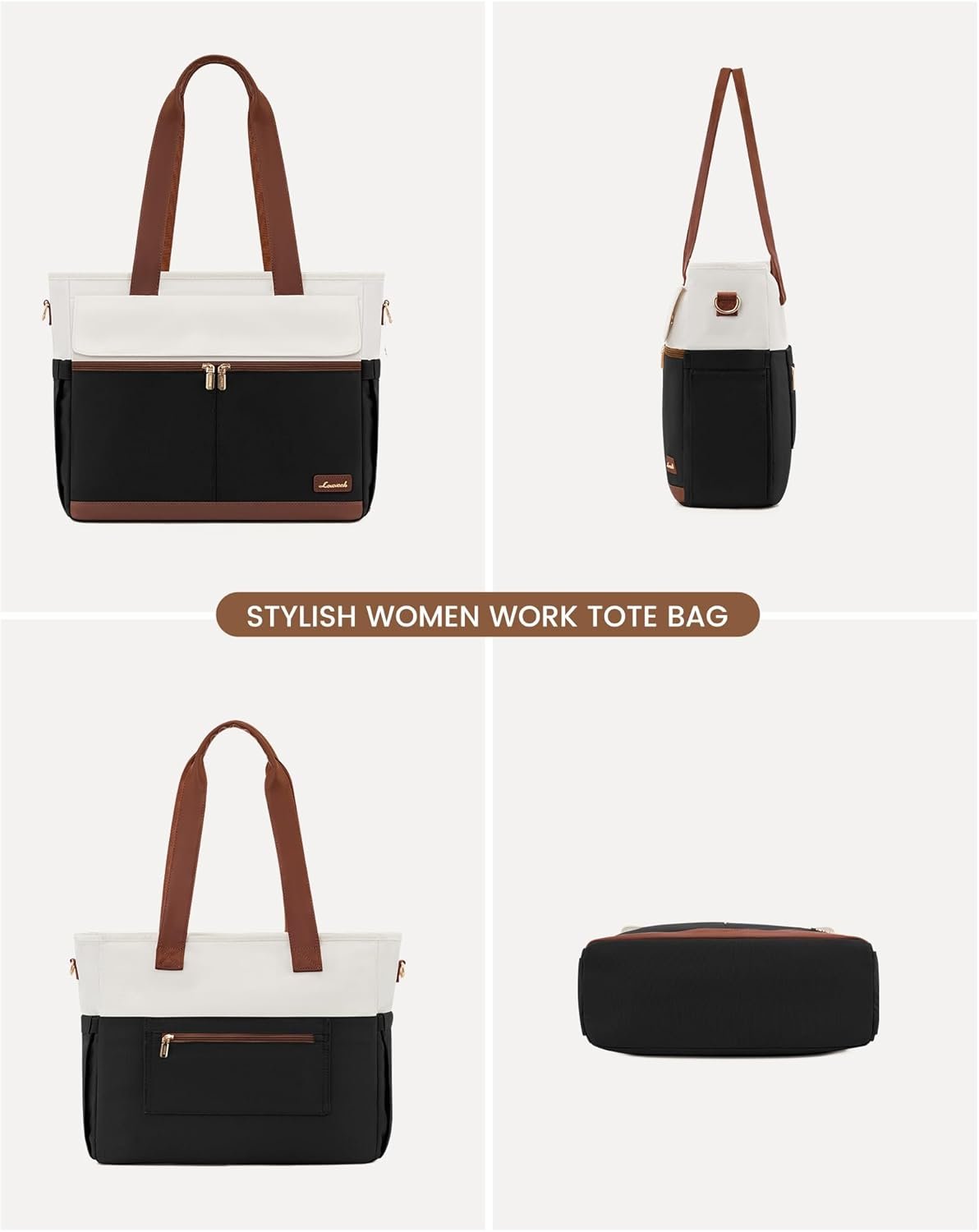Laptop Tote Bag for Women \u2013 15.6" Roomy Work Bag with Large Inside Cup Pocket, Multiple Pockets for Teacher Nurse, Large Capacity Carry on Travel, Computer Purse Handbag for Office College 15.6 Inch - Image 8