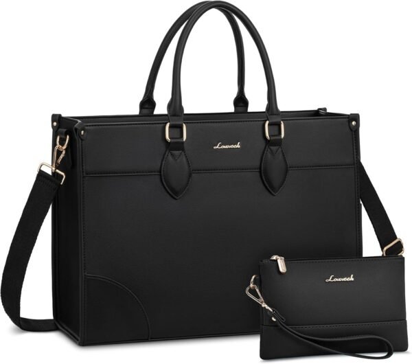 Laptop Bag for Women 15.6 lnch,Waterproof Laptops Tote Bags for Womens,Professional Work Bags for Women with Cup Holder,Large Laptop Purse Computer Briefcase Office Teacher Clutch Bag,2 PCS 15.6 Inch