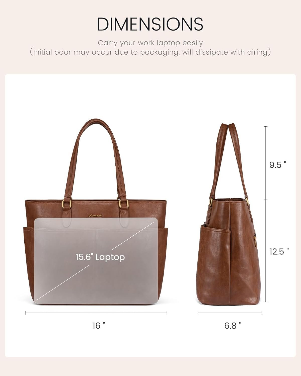 Work Tote Bags for Women, Vintage Leather 15.6 Inch Laptop Bag with Large Cup Holder, Teacher Nurse Medical Professional Computer Bag, Office Briefcase Handbag Gift 15.6 Inch - Image 5