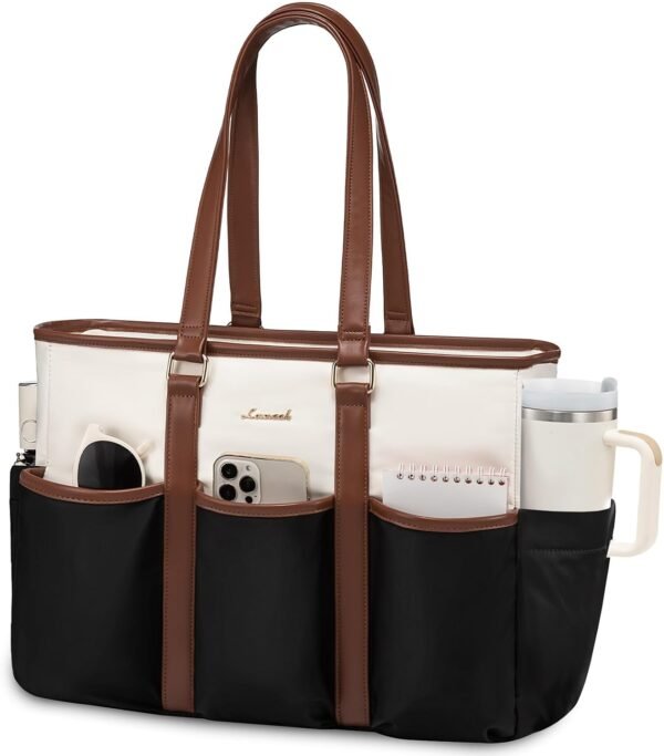 Teacher Tote Bag for Women Work, Nurse Laptop Bag for Women, Utility Everything Tote For Work\/Travel\/College\/Daily, Professional Computer Purse Large Handbag With Multi Pockets 15.6 Inch