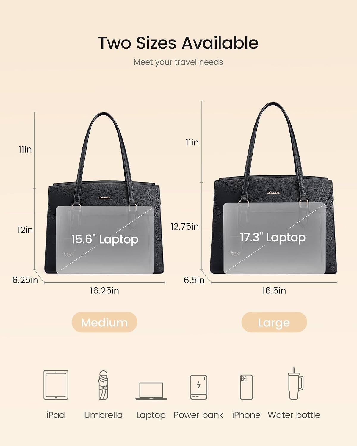 Laptop Tote Bag for Women,Computer Work Bag With Large Cup Holder,15.6 Inch Waterproof PU Leather Purse Briefcase for Teacher Black - Image 6