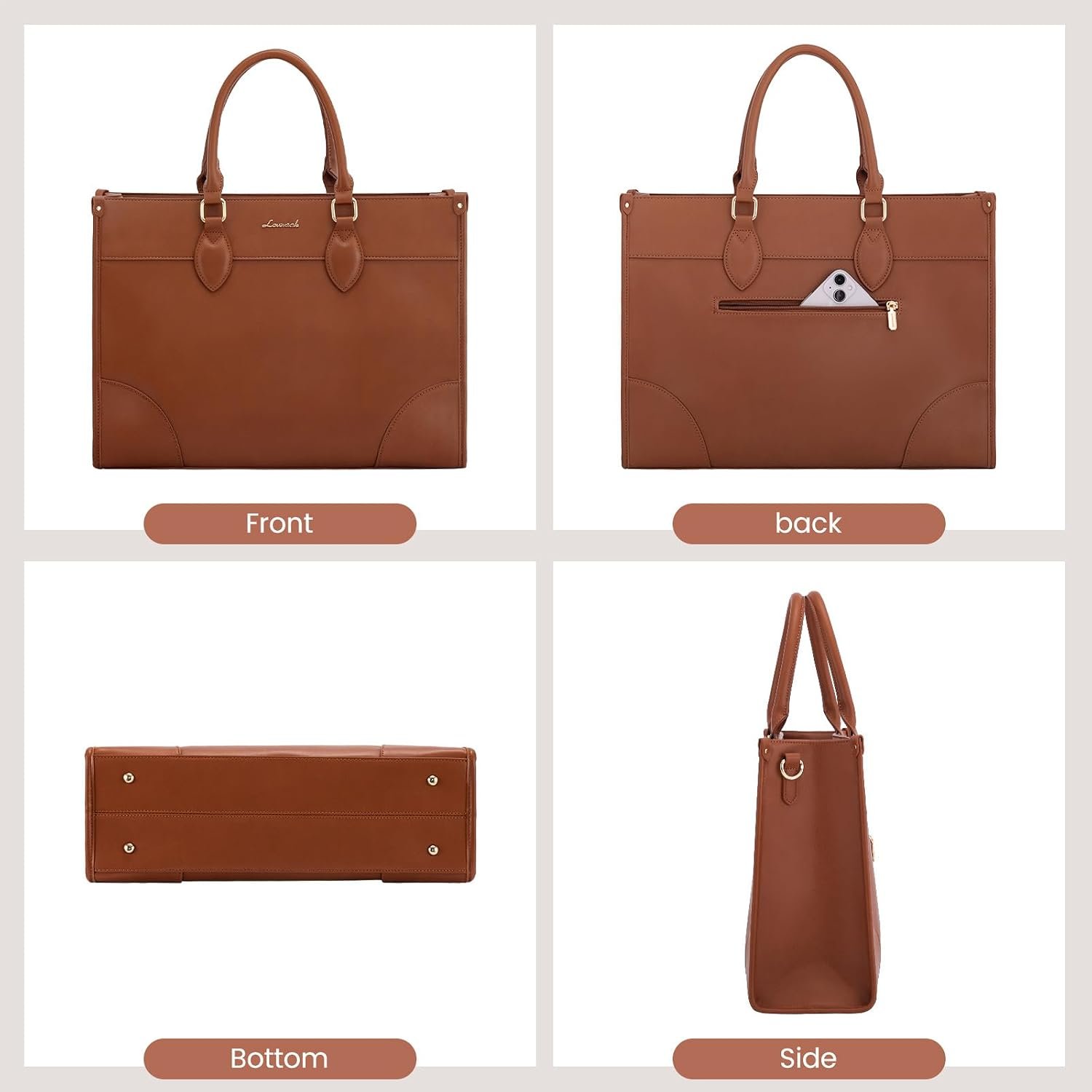 Laptop Bag for Women 15.6 lnch,Waterproof Laptops Tote Bags for Womens,Professional Work Bags for Women with Cup Holder,Large Laptop Purse Computer Briefcase Office Teacher Clutch Bag,2 PCS 15.6 Inch - Image 7