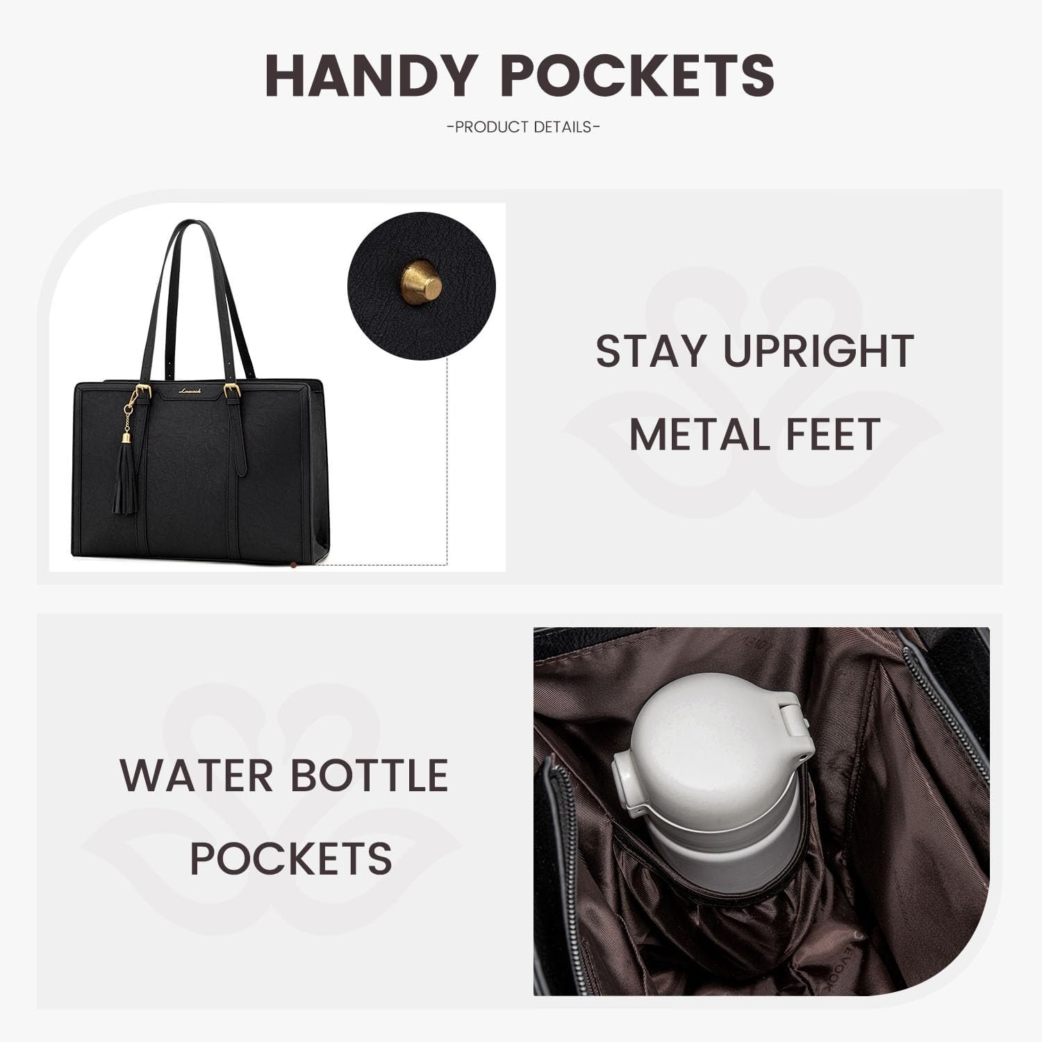 Laptop Bag for Women Vintage Leather Laptop Tote 17.3 inch Large Capacity Computer bag with Clutch Purse for Work 17.3 inch - Image 6
