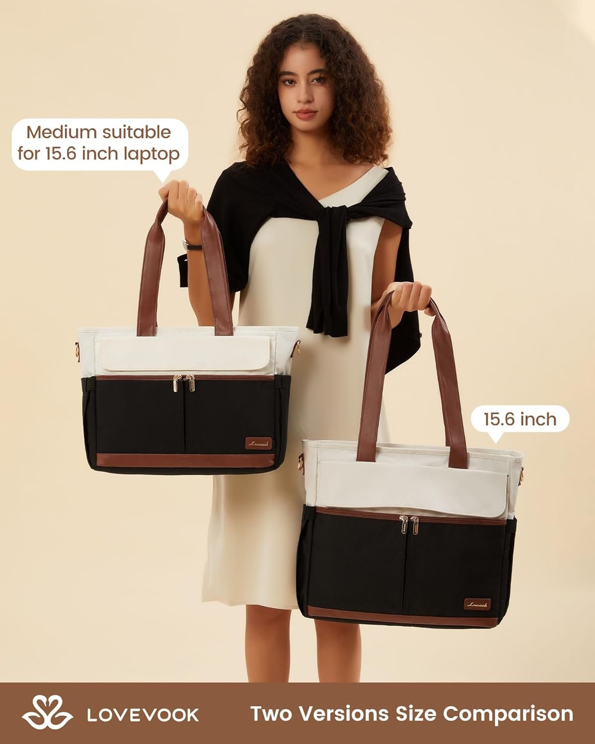 Laptop Tote Bag for Women \u2013 15.6" Roomy Work Bag with Large Inside Cup Pocket, Multiple Pockets for Teacher Nurse, Large Capacity Carry on Travel, Computer Purse Handbag for Office College 15.6 Inch - Image 3