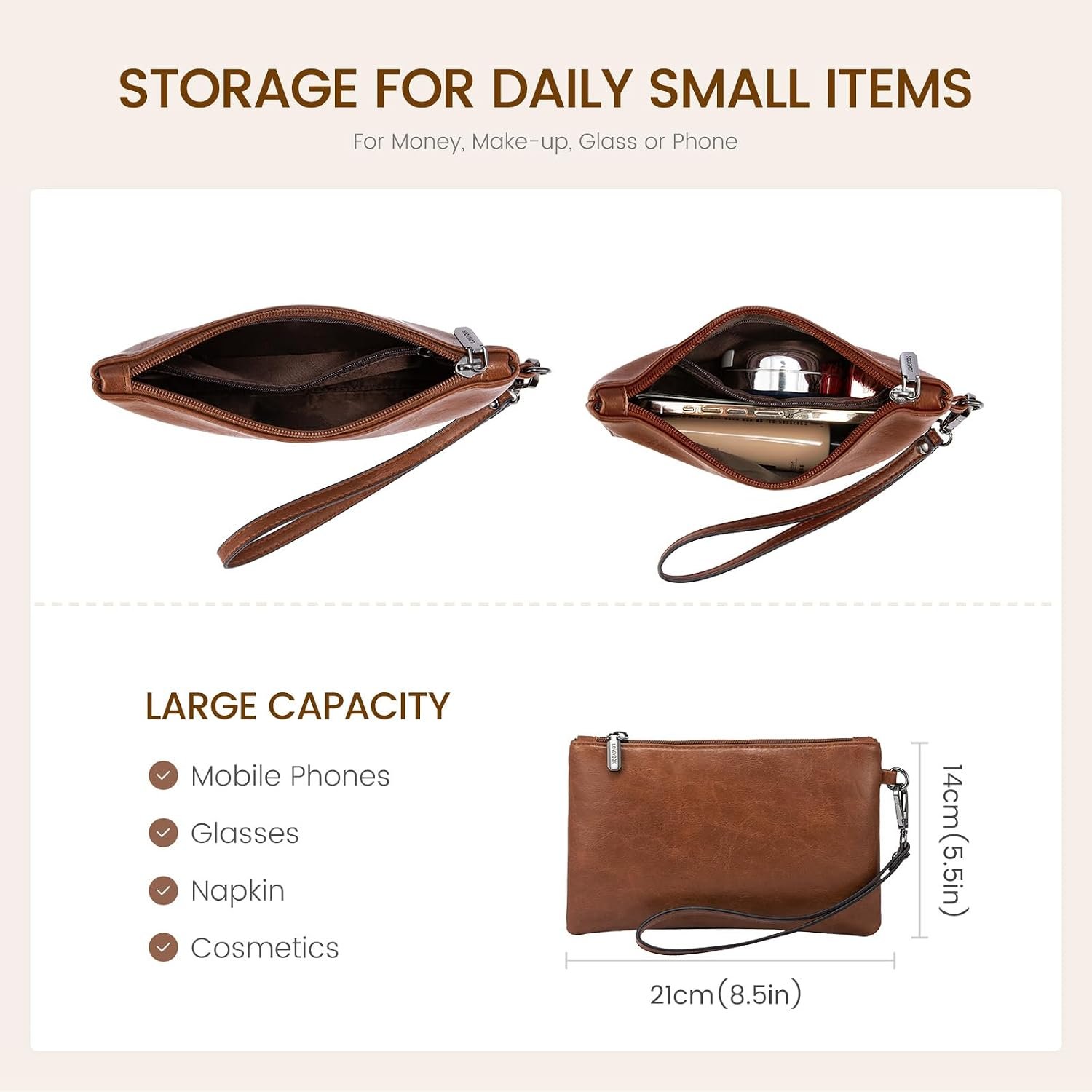 Laptop Tote Bag for Women, 15.6 Inch Professional Work Bag with Matching Clutch, Waterproof Vintage Leather Computer Tote for Office, Business Travel & Daily Use, Gift for Women 15.6 inch - Image 6
