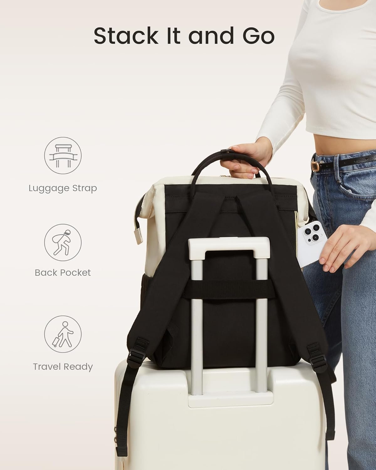 Laptop Backpack for Women, 15.6 Inch Work Business Backpacks Purse With Large Capacity, Waterproof Nurse Bag College Bookbag for School, Waterproof Casual Daypack for Travel 15.6 INCH - Image 8