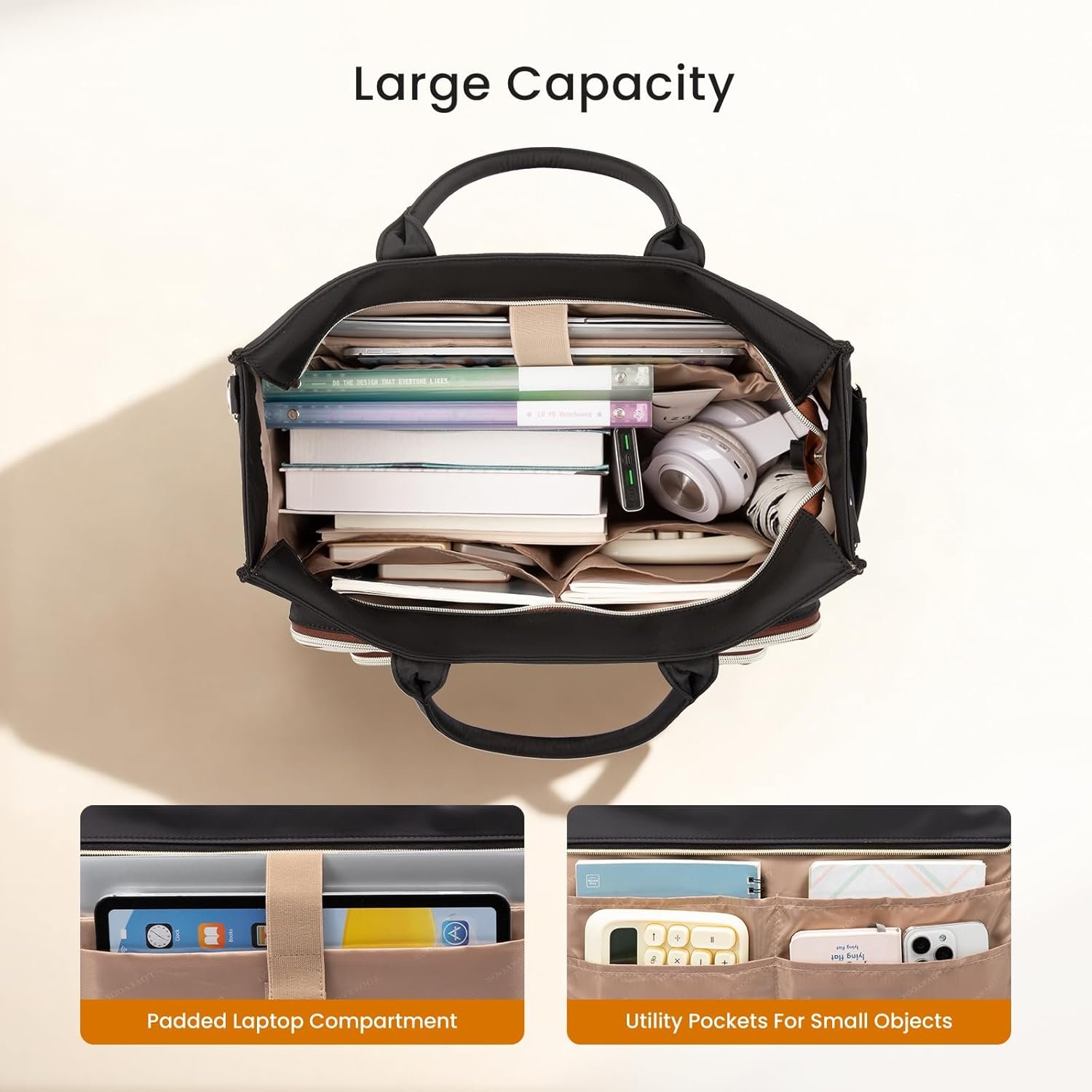 Work Tote Bags for Women,Laptop Tote Bag for Women With Large Cup Holder,Teacher Nurse Bags With Accordion File Organizer Pocket,Multi-Pockets Professional Briefcase Business Purses Handbag 15.6 inch - Image 6