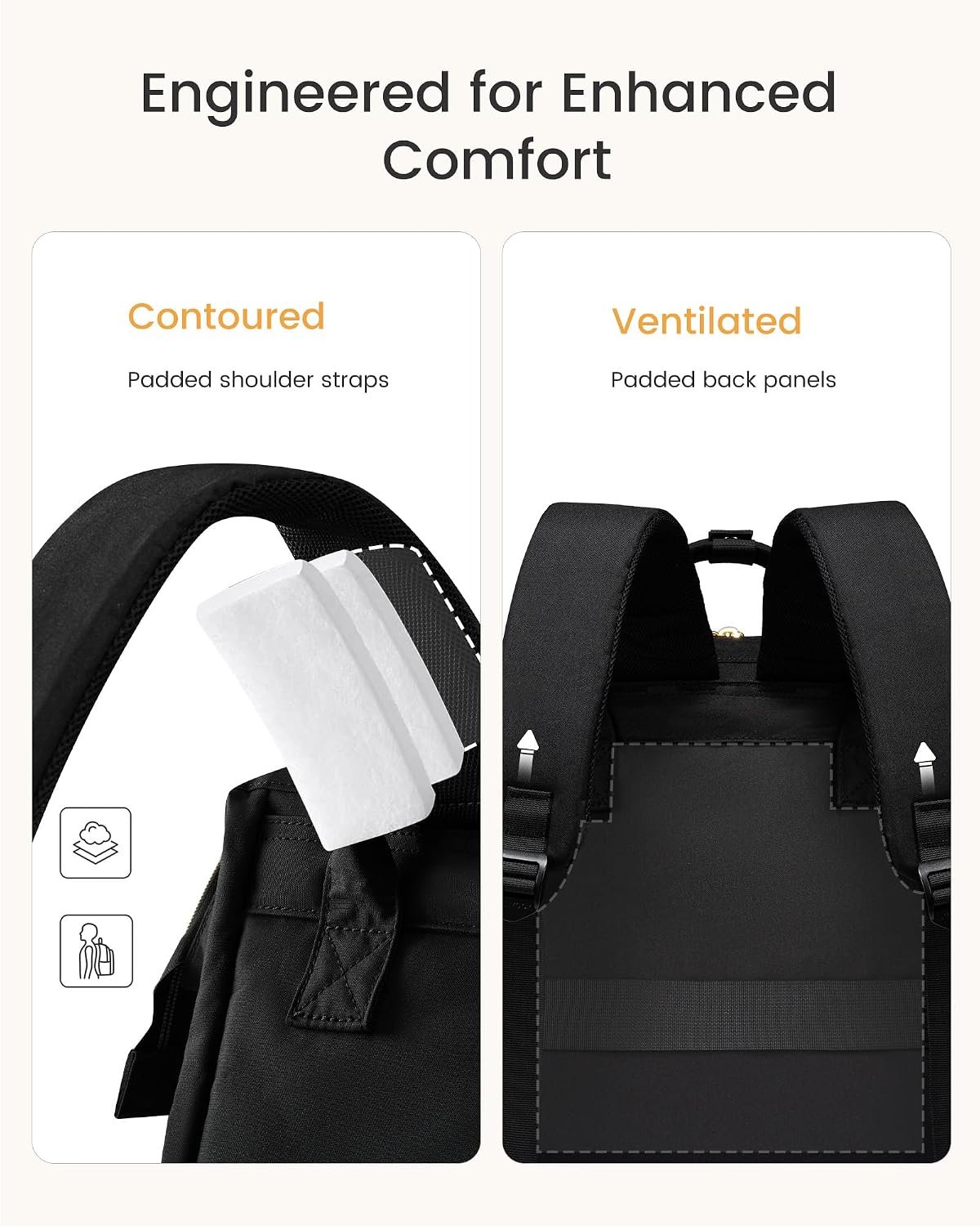 Laptop Backpack for Women with Giant Tumbler Holder Pocket,15.6 inch Waterproof Travel Backpack Purse Computer Laptop Bag,Professional Work College Nurse Teacher Backpack Casual Daypack,Black 15.6-Cup - Image 6