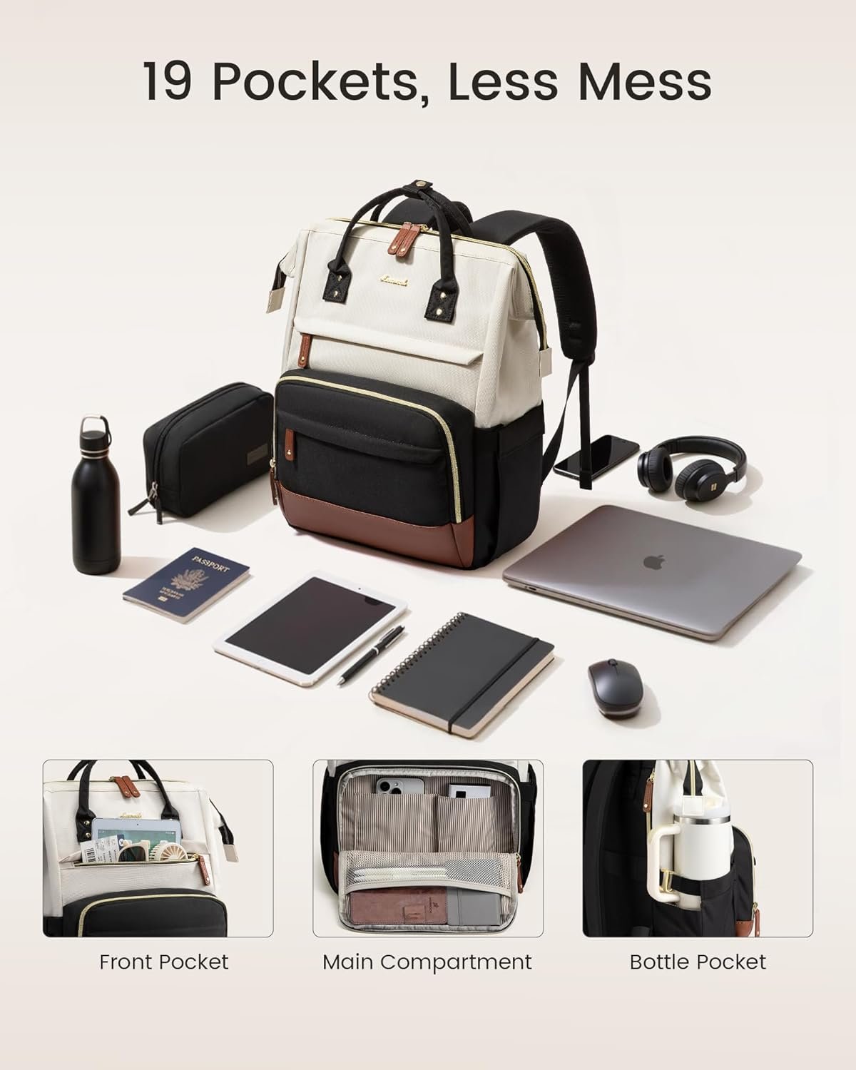Laptop Backpack for Women, 15.6 Inch Work Business Backpacks Purse With Large Capacity, Waterproof Nurse Bag College Bookbag for School, Waterproof Casual Daypack for Travel 15.6 INCH - Image 5