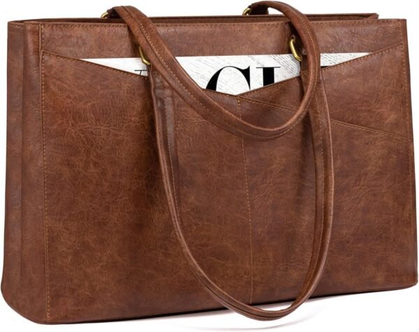 Laptop Bag for Women,15.6 Inch Laptop Tote Bag for Women,Vintage Leather Work Tote Bags Computer Teacher Bag,Waterproof Business Office Briefcase Bible Bag 15.6 inch