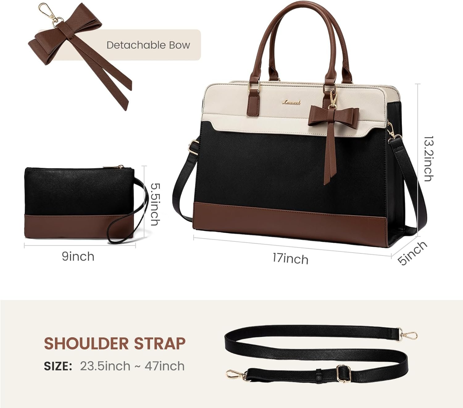 Laptop Tote Bag for Women,Leather Work Bag, Waterproof Business Teacher Bag,Large Computer Handbag Purse Briefcase,Office Gifts for Women 15.6 Inch - Image 8
