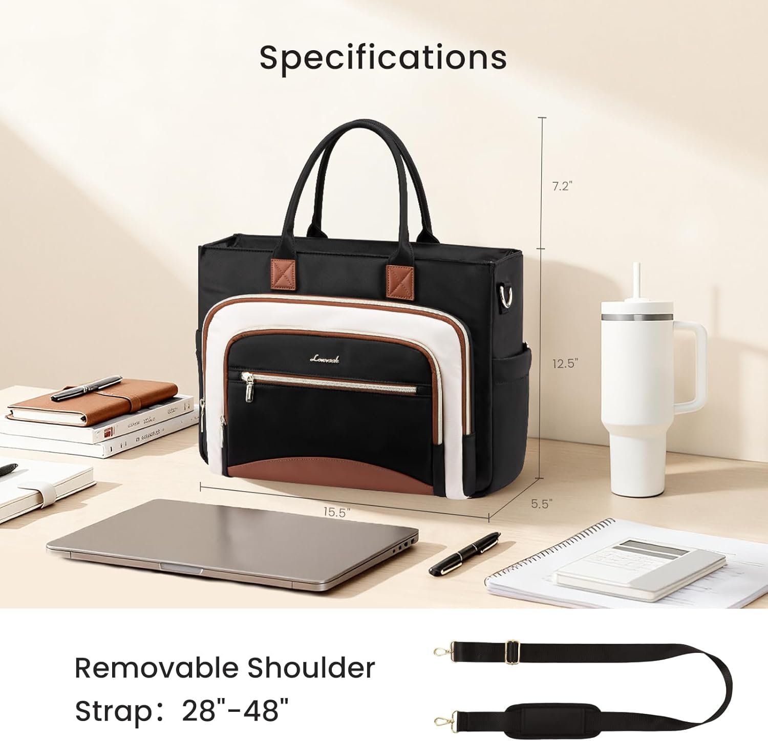 Work Tote Bags for Women,Laptop Tote Bag for Women With Large Cup Holder,Teacher Nurse Bags With Accordion File Organizer Pocket,Multi-Pockets Professional Briefcase Business Purses Handbag 15.6 inch - Image 7