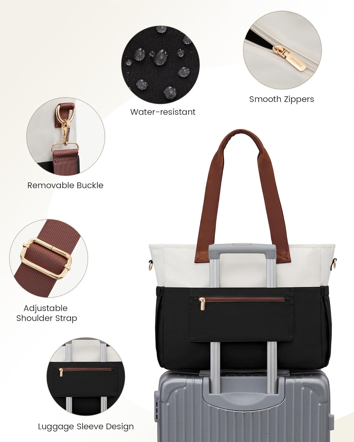 Laptop Tote Bag for Women \u2013 15.6" Roomy Work Bag with Large Inside Cup Pocket, Multiple Pockets for Teacher Nurse, Large Capacity Carry on Travel, Computer Purse Handbag for Office College 15.6 Inch - Image 7