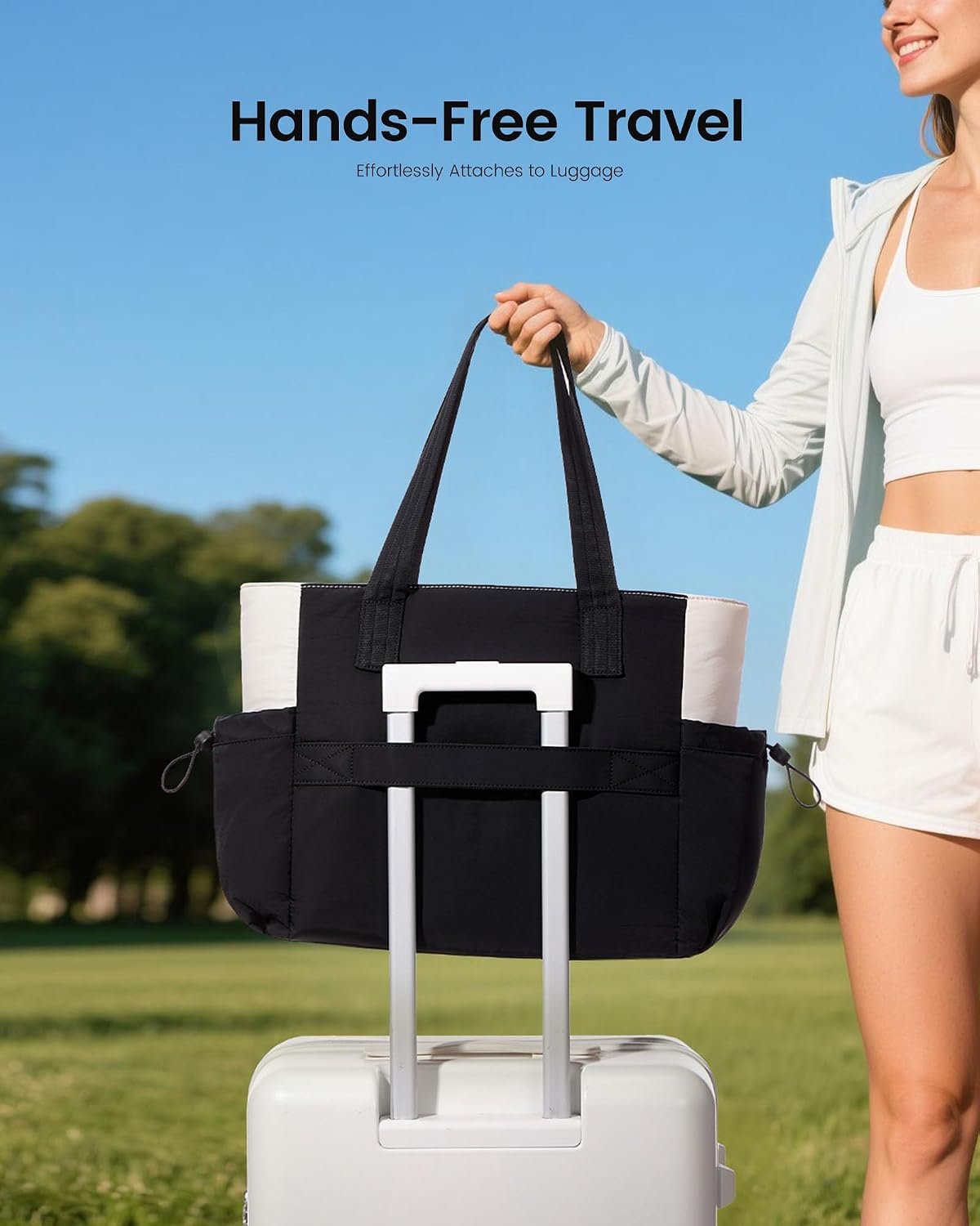 Gym Tote Bag for Women, Puffy Yoga Mat Bag with Large Cup Holder & Wet Pocket, Work Nurse Bag for Travel Workout Black - Image 6
