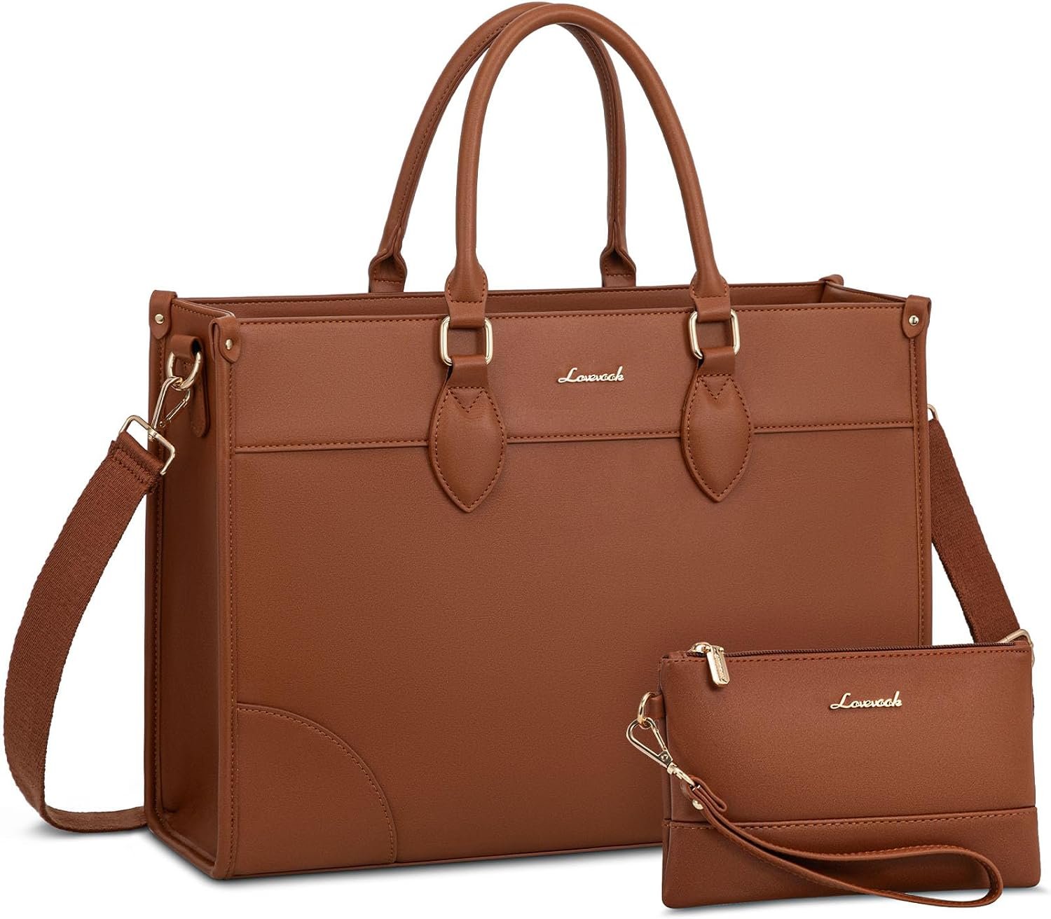 Laptop Bag for Women 15.6 lnch,Waterproof Laptops Tote Bags for Womens,Professional Work Bags for Women with Cup Holder,Large Laptop Purse Computer Briefcase Office Teacher Clutch Bag,2 PCS 15.6 Inch