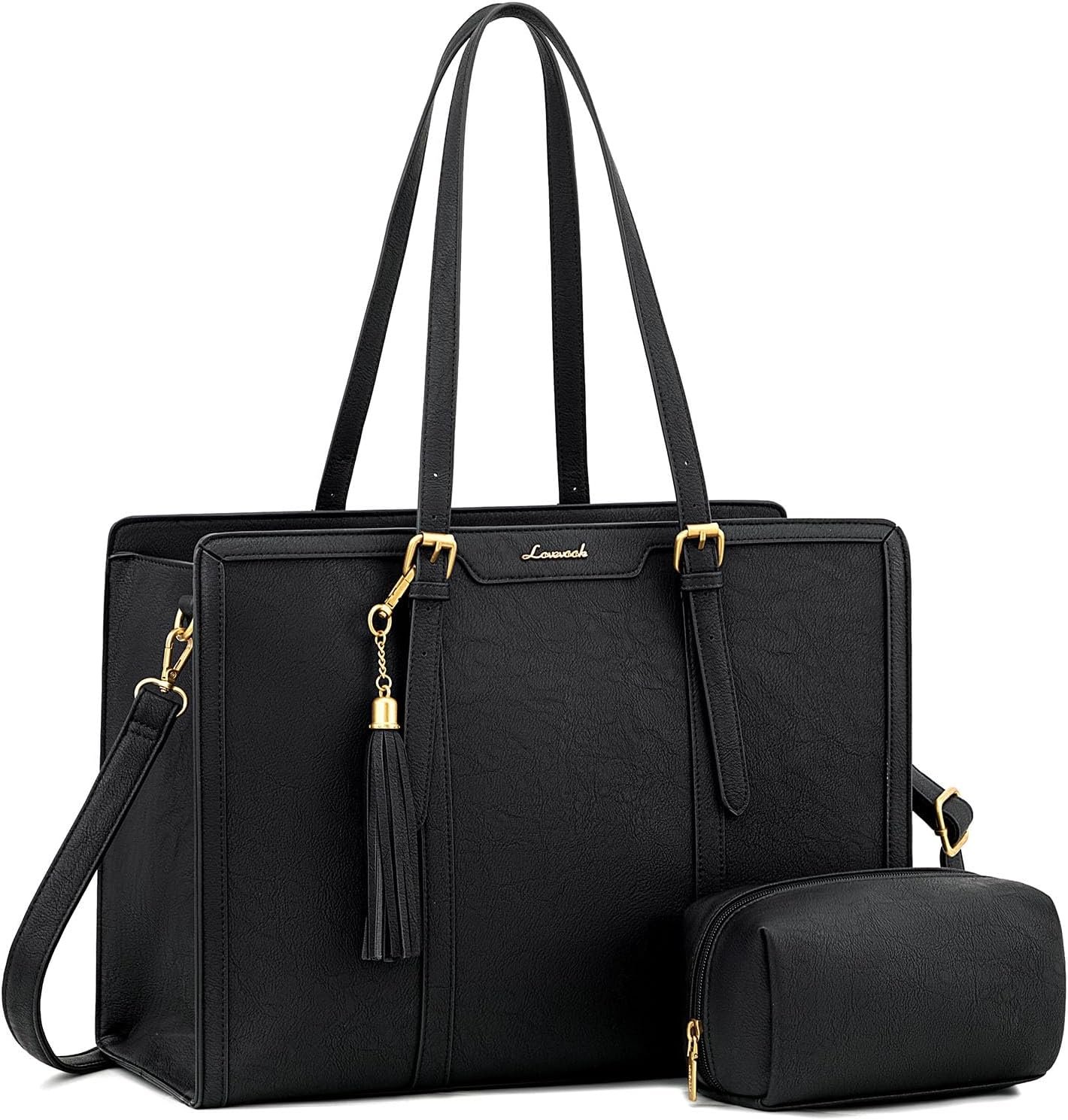 Laptop Bag for Women Vintage Leather Laptop Tote 17.3 inch Large Capacity Computer bag with Clutch Purse for Work 17.3 inch