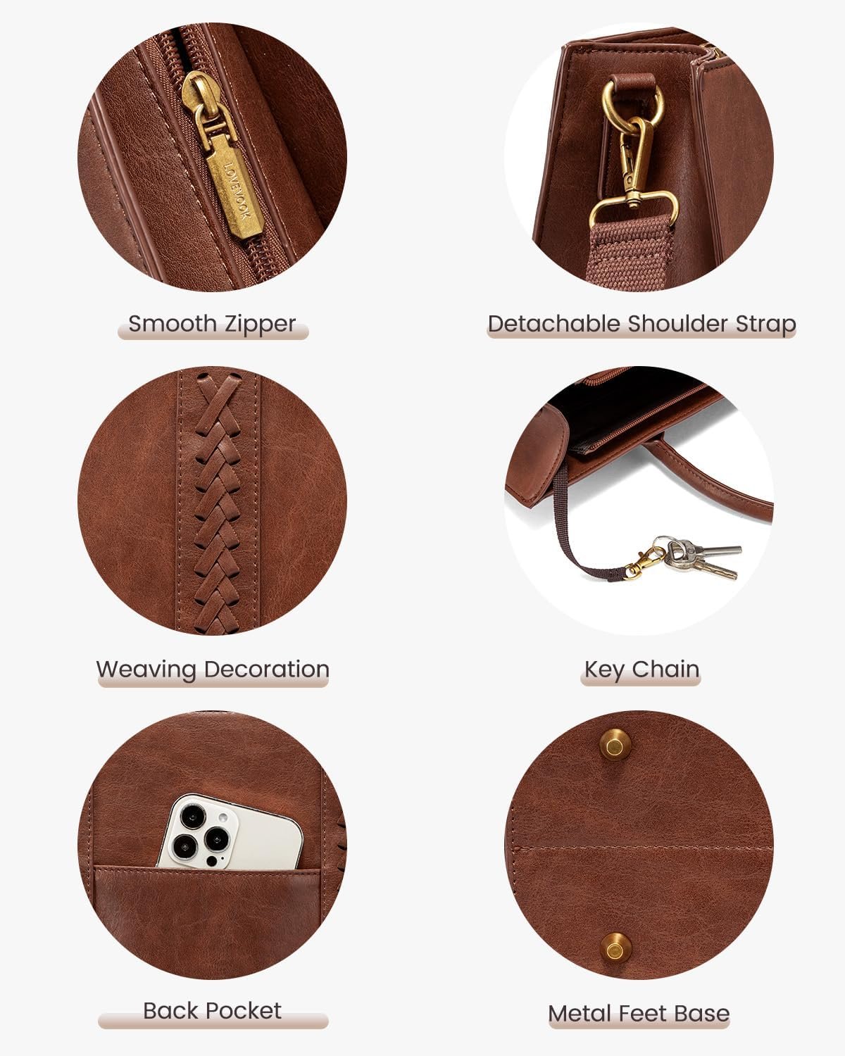 Laptop Tote Bag for Women, Vintage Leather Work Bag With Cup Holder, Waterproof Computer Purse, Professional Briefcase Office Shoulder Handbag, 15.6 Inch, Brown 15.6 Inch - Image 5