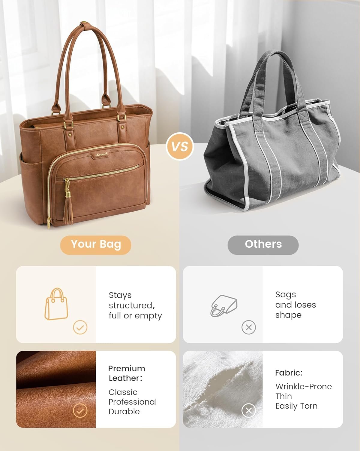 Laptop Tote Bag for Women Work, Vintage Leather Teacher Nurse Bag with Large Cup Holder, Bible Handbag Purse GIfs, Waterproof Professional Computer Briefcase for Business Office, 17 Inch Chestnut Brown - Image 4