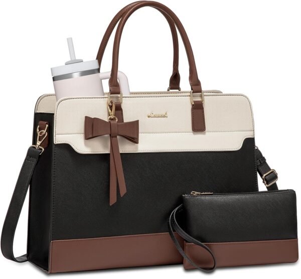 Laptop Tote Bag for Women,Leather Work Bag, Waterproof Business Teacher Bag,Large Computer Handbag Purse Briefcase,Office Gifts for Women 15.6 Inch