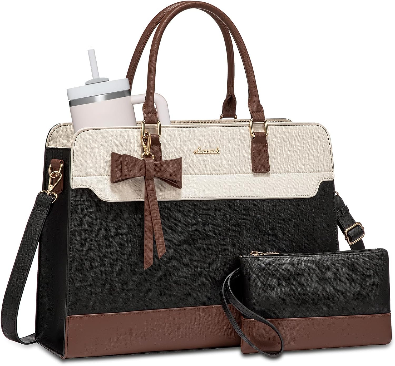Laptop Tote Bag for Women,Leather Work Bag, Waterproof Business Teacher Bag,Large Computer Handbag Purse Briefcase,Office Gifts for Women 15.6 Inch