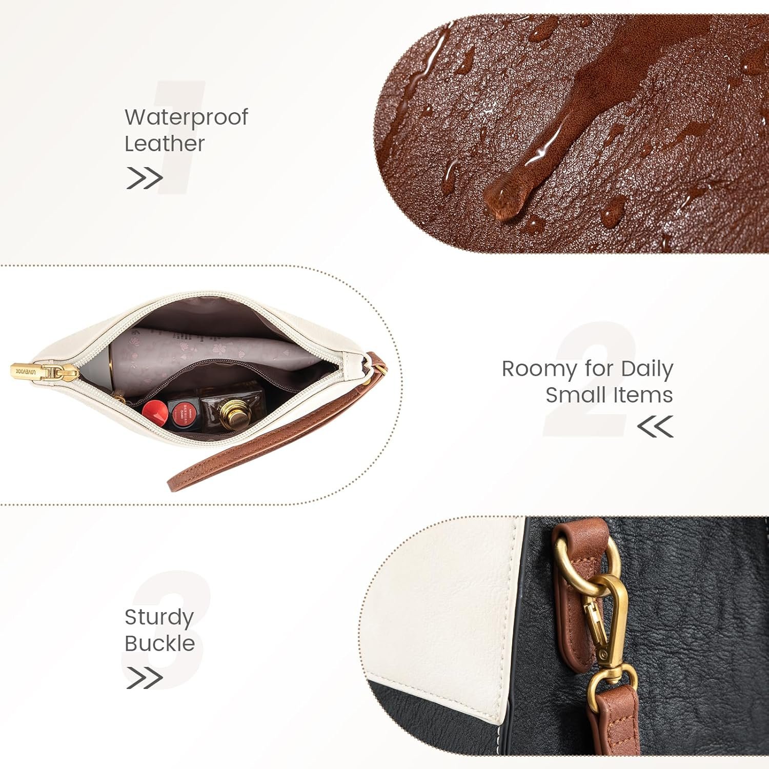 Laptop Bag for Women, 15.6 Inch Work Bags for Women, Vintage Leather Laptop Tote Bag, Waterproof Computer Bags with Clutch Purse, Large Capacity Briefcase, Business Office Handbag for Work Black - Brown - Beige - Image 8