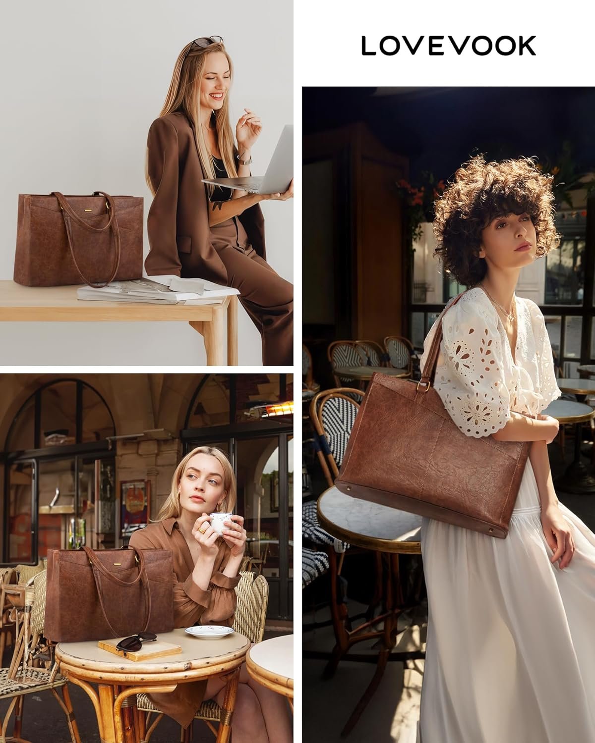 Laptop Bag for Women,15.6 Inch Laptop Tote Bag for Women,Vintage Leather Work Tote Bags Computer Teacher Bag,Waterproof Business Office Briefcase Bible Bag 15.6 inch - Image 7