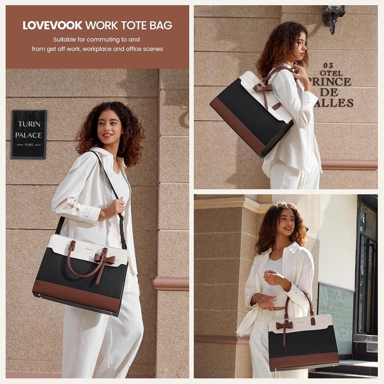 Laptop Tote Bag for Women,Leather Work Bag, Waterproof Business Teacher Bag,Large Computer Handbag Purse Briefcase,Office Gifts for Women 15.6 Inch - Image 2