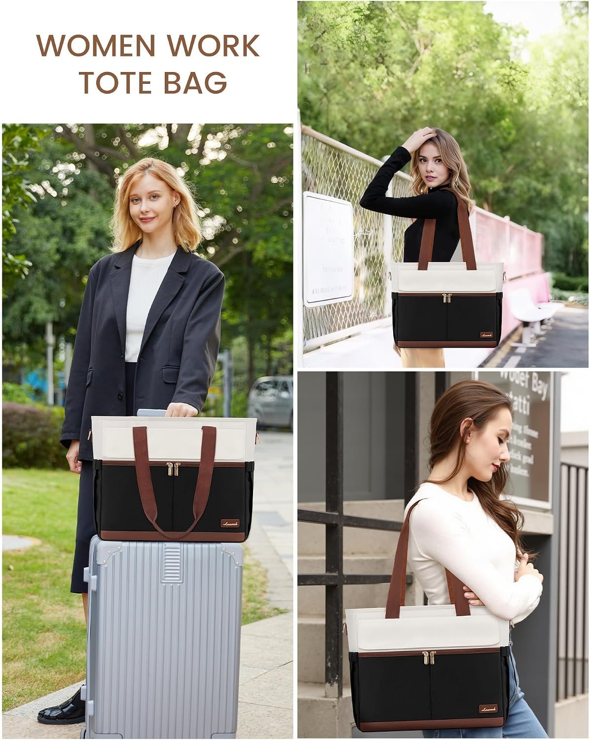 Laptop Tote Bag for Women \u2013 15.6" Roomy Work Bag with Large Inside Cup Pocket, Multiple Pockets for Teacher Nurse, Large Capacity Carry on Travel, Computer Purse Handbag for Office College 15.6 Inch - Image 9