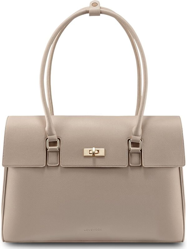 Laptop Bag for Women Work Tote Messenger Bag Waterproof Business Office Professional Handbag Shoulder Bag Apricot